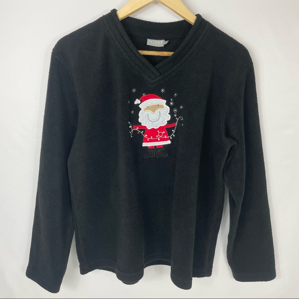 3/$25 Santa Claus Christmas Sweater Fleece V Neck Pullover Large